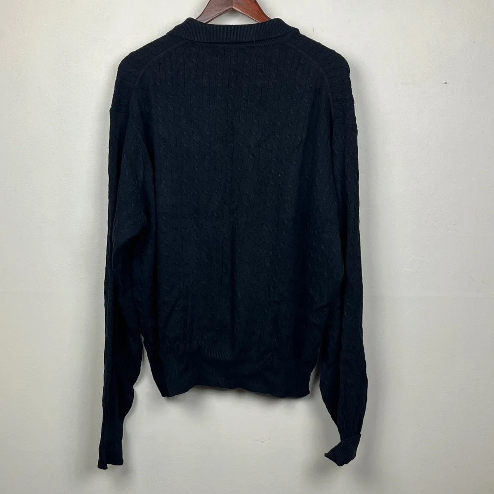 Polo Golf Ralph Lauren Cable Knit Sweater XL Black Quiet Luxury Minimalist